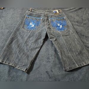 Access jeans Y2K blue plaid. jean shorts size  34/34